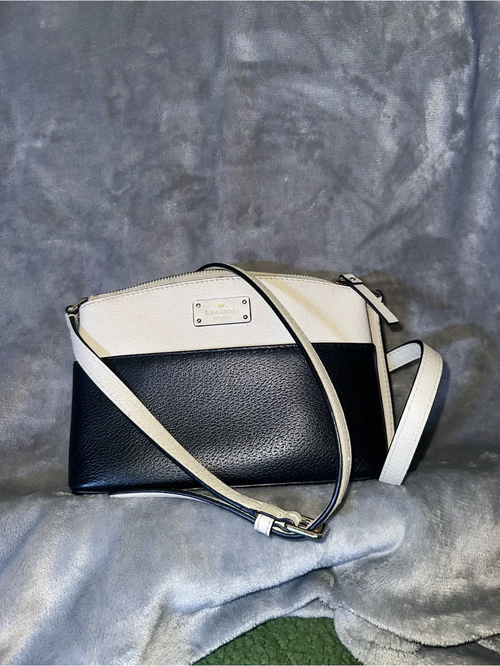kate spade Black & White Two-Tone Pebbled Leather Crossbody